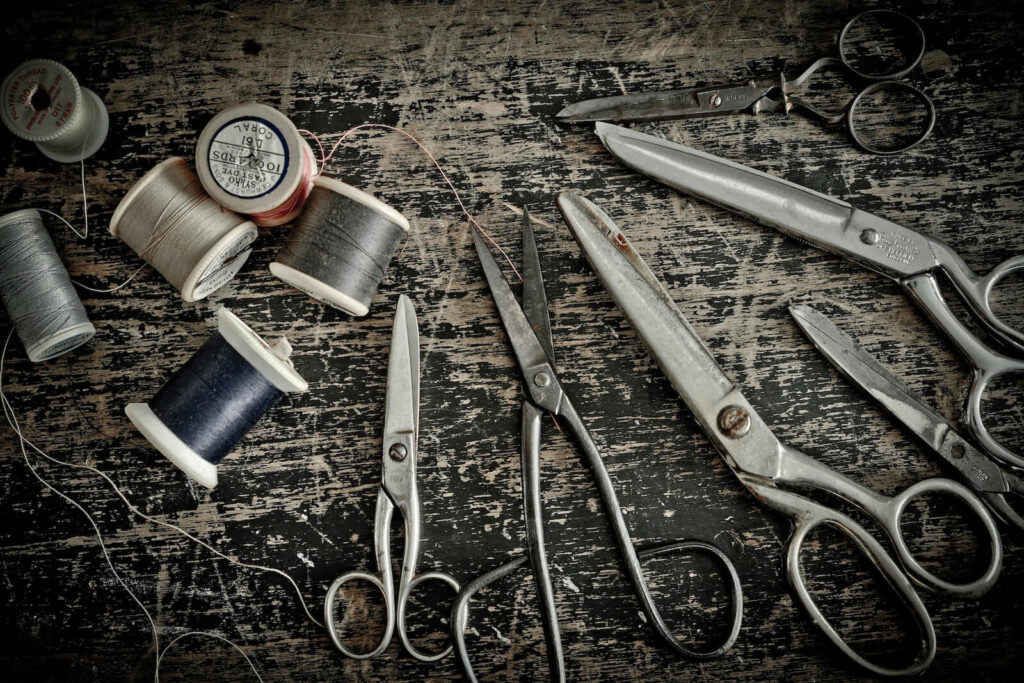 Scissors on table